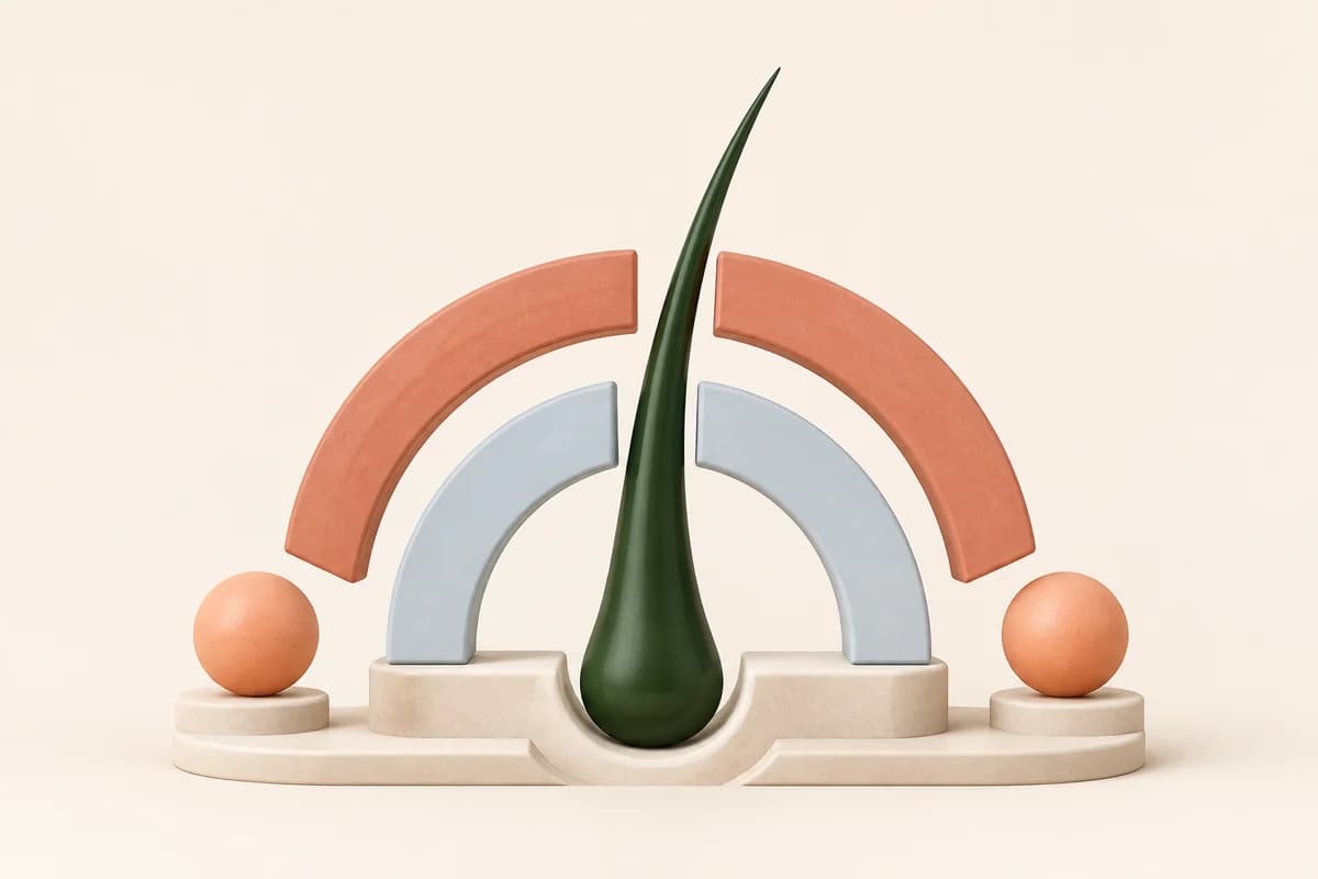 Ilustración abstracta de un folículo rodeado por dos arcos