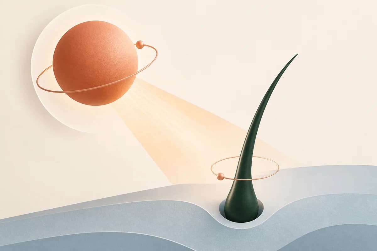 Ilustración abstracta de luz solar llegando a un folículo